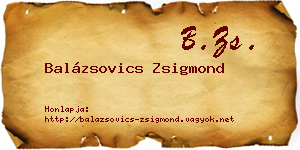 Balázsovics Zsigmond névjegykártya